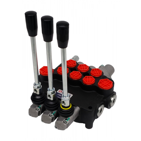 ROZDZIELACZ HYDR. 3 SEKCJE 80L ZATRZASK + PRZYŁĄCZA